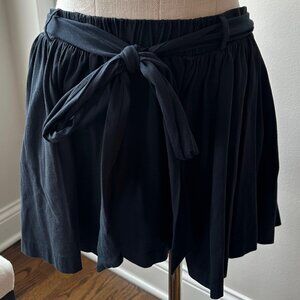 Theory Women's 100% Cotton Black Elastic Waist Skirt with Pockets and Belt Petit